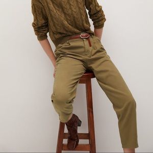 Cotton pleaded pants high waist size 10 straight design office party khaki color